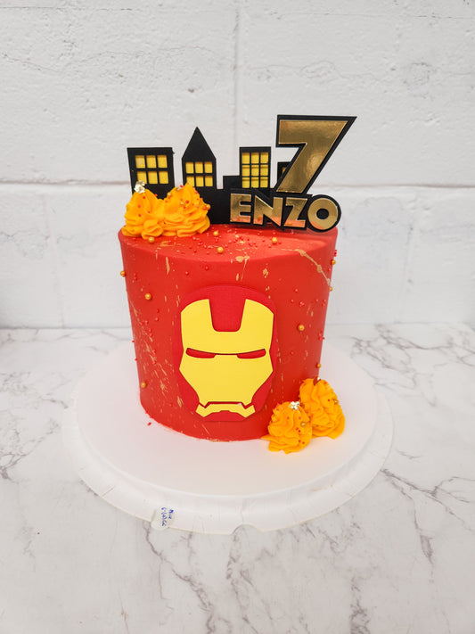 Iron Red Superhero theme cake