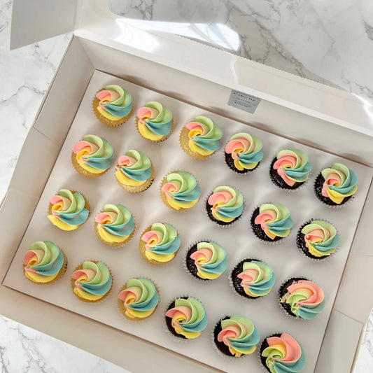 Pastel Rainbow Mini Cupcakes