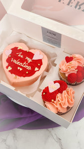 Valentine’s Day Bento Cake with Regular Cupcakes