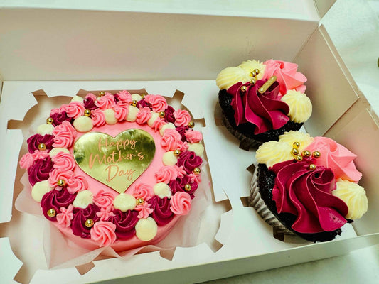 Mother’s Day Bento Cake with Regular Cupcakes