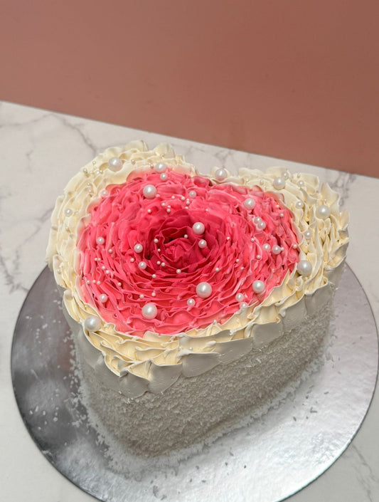 Valentine Rosette Heart Cake